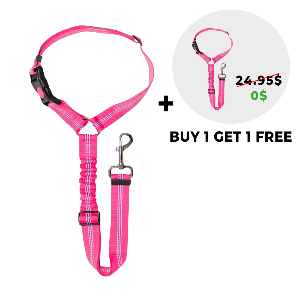 FuzzyGo Adjustable Dog Car Safety Seat Belt & Leash