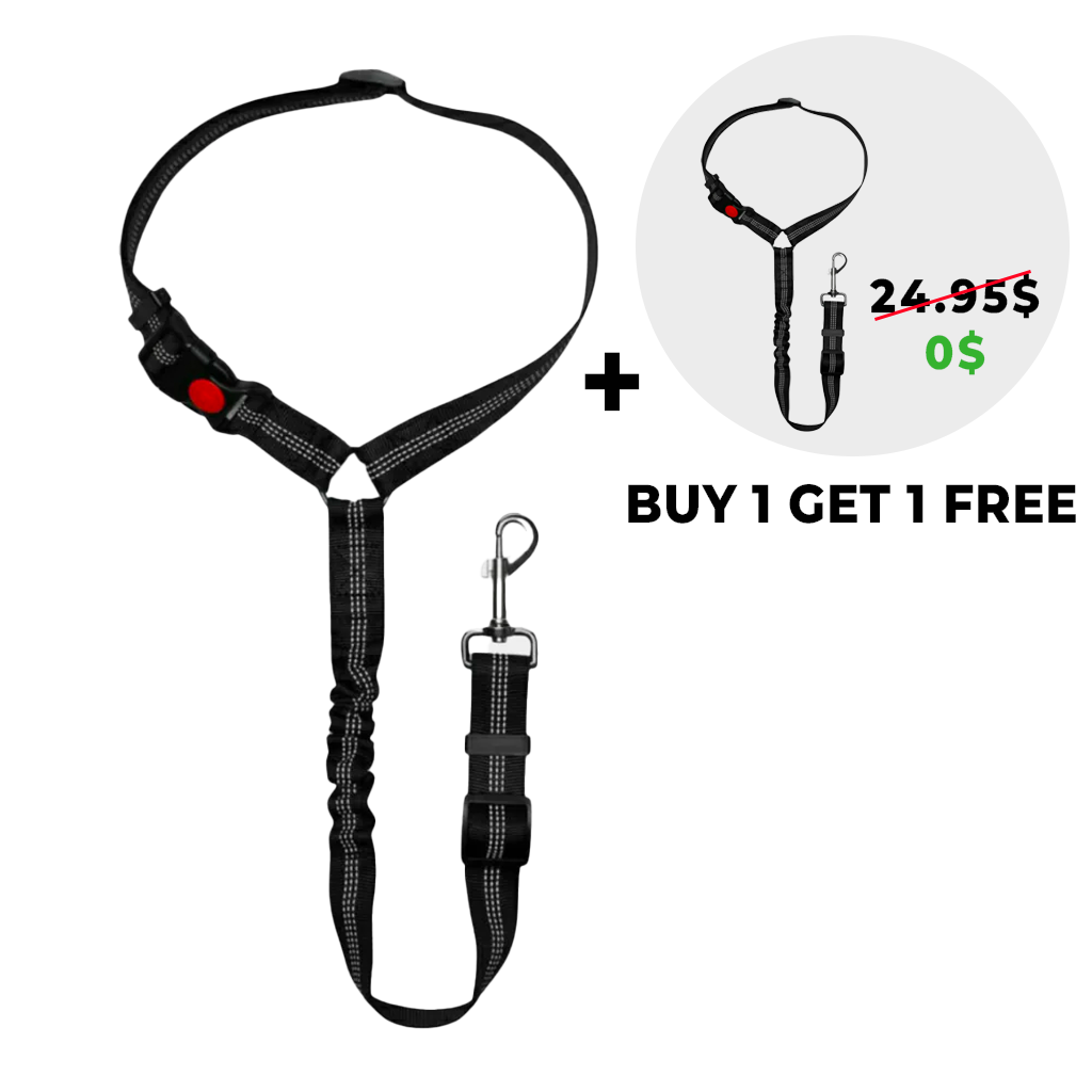 FuzzyGo Adjustable Dog Car Safety Seat Belt & Leash